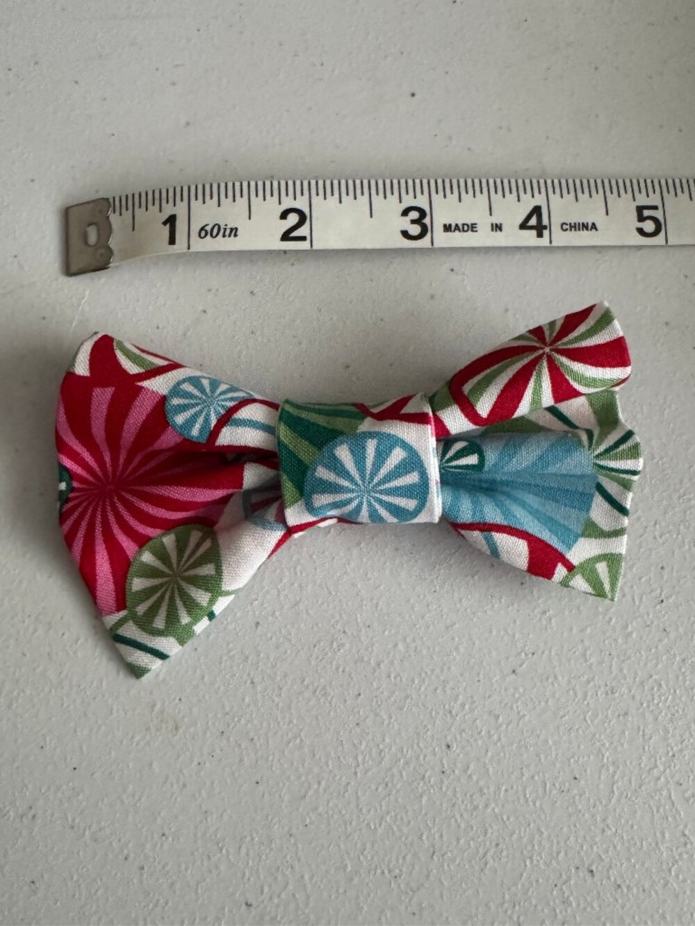Medium Candy Christmas Dog Bowtie - HANDMADE